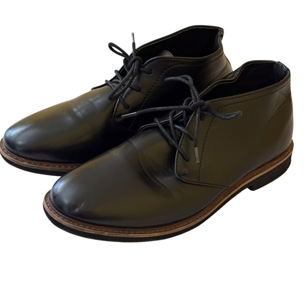 Deer Stags Boys Size 6M Black Ballard Chukka Boots Faux Leather Lace Up